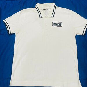 MCQ White Polo Shirt | Black Trim Logo | Short Sleeve | Classic Fit (Worn Once)